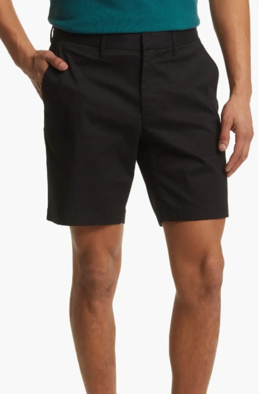 NORDSTROM Men's Tech Smart Slim Fit Chino Shorts SIZE 36 Black Coolmax NWT
